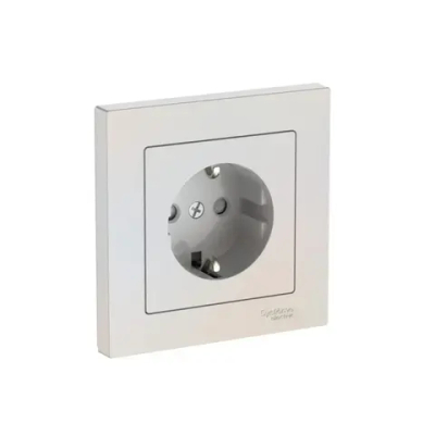 ATLASDESIGN РОЗЕТКА с заземлением со шторками, 16А, в сборе, быстрозажим. клем., ЖЕМЧУГ