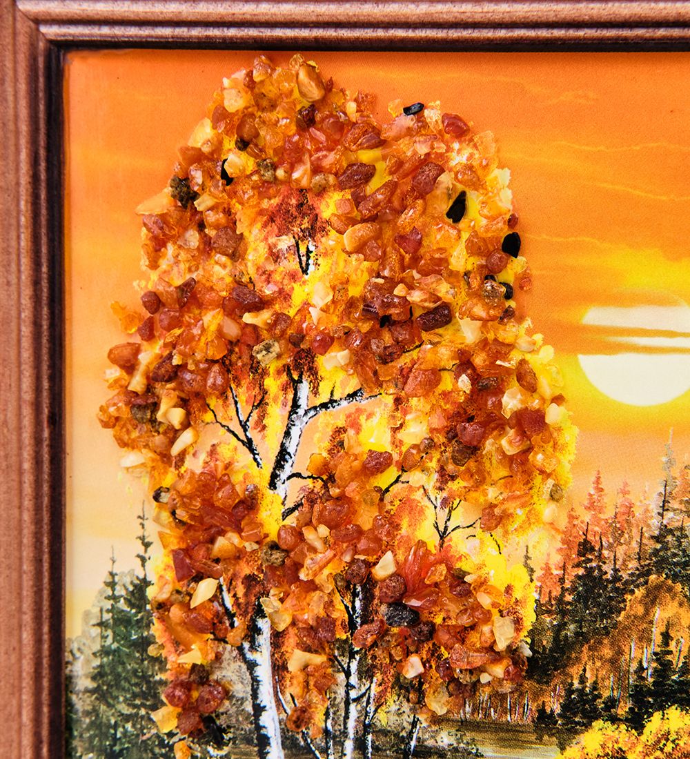 AMB-74/17 Картина «Красота природы» (с янтарной крошкой) дер.краш.рамка 12х15