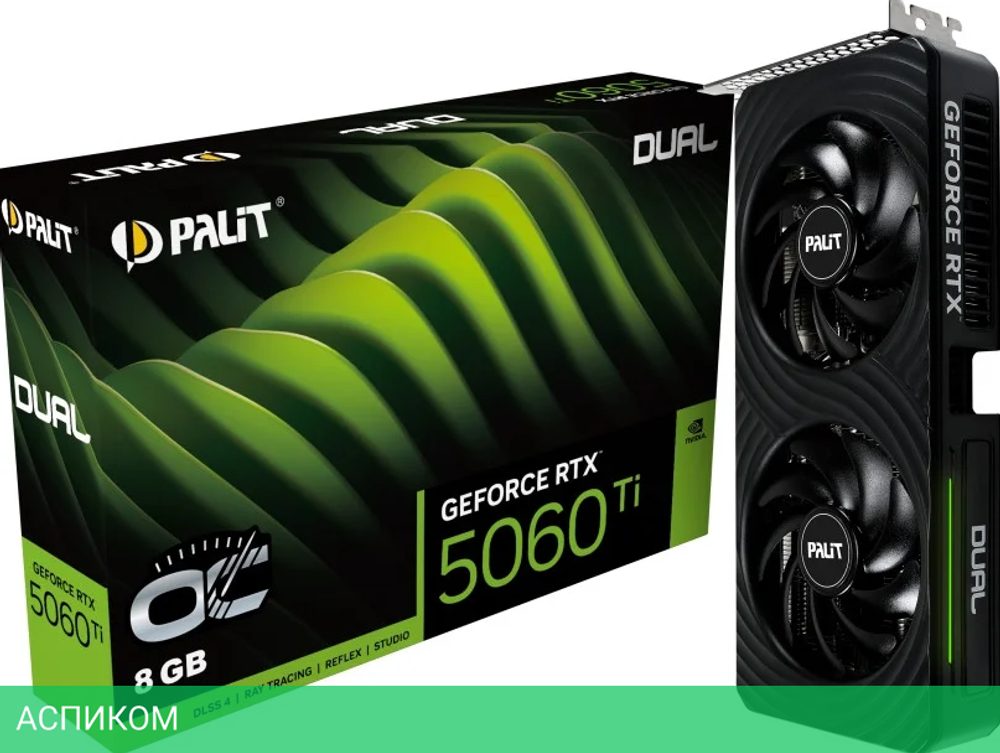 Видеокарта Palit GeForce RTX 5060 Ti Dual OC 8GB GDDR7 (NE7506TT19P1-GB2062D)