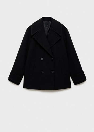 Двубортное пальто из смесовой шерсти