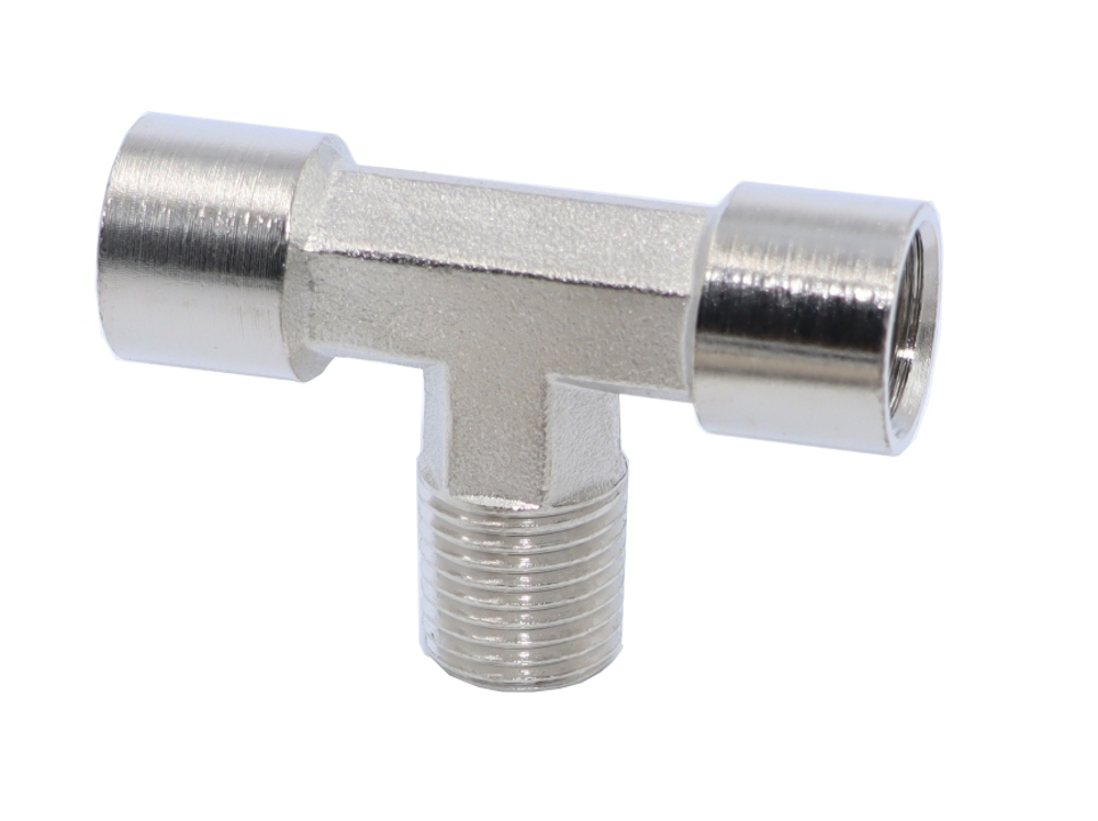 KraftWell KRW-TT14FMF Тройник резьбовой Т-образный F1/4" - M1/4" - F1/4", 1 шт