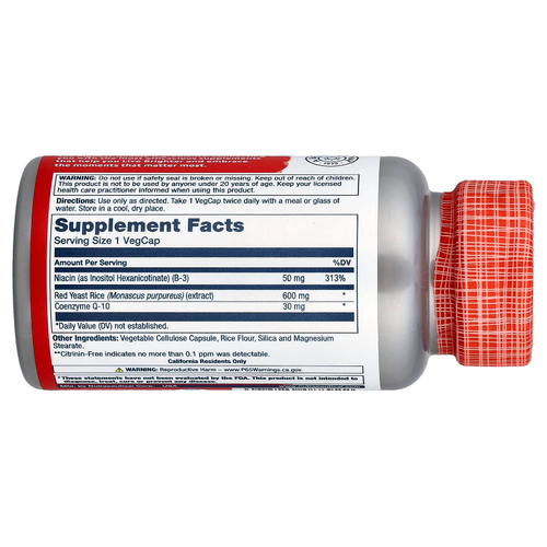 Solaray, Красный ферментированный рис CoQ-10, 60 вегетарианских капсул