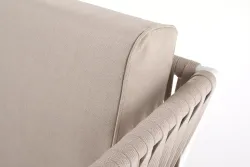 "Касабланка" диван 2-местный плетеный из роупа, каркас алюминий белый муар, роуп бежевый 20мм, ткань бежевая 15052