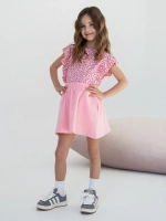 Розовый костюм для девочки с юбкой на лето