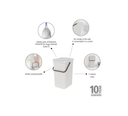 Brabantia - Контейнер для мусора Sort &amp; Go 16л Светло-серый / артикул   213465  / GTIN 8710755213465