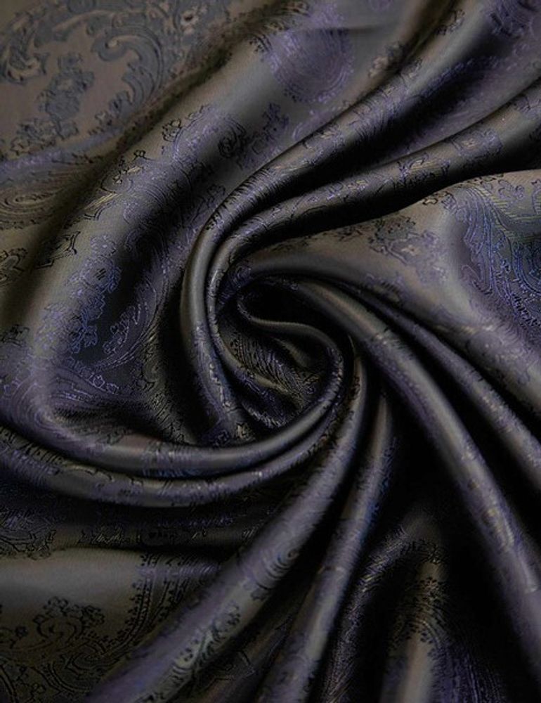 Ткань подкладочная Жаккард, шир. 145 см, 90 гр/м2, вискоза 45%, п/э 55%, т.синий