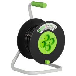 Удлинитель силовой ЭРА GREEN LINE KAT-2x1-30m Greenline на катушке пластик 4 розетки без заземления 30м ПВС 2x1мм2 | Силовые удлинители