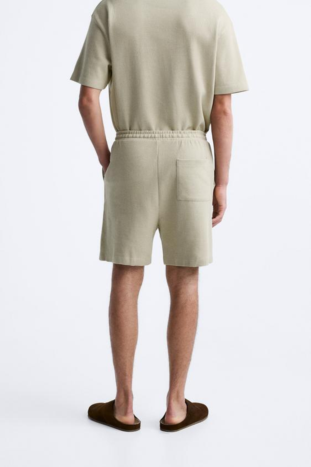 ZARA ШОРТЫ SOFT В РУБЧИК, СВЕТЛО-ПЕСОЧНЫЙ