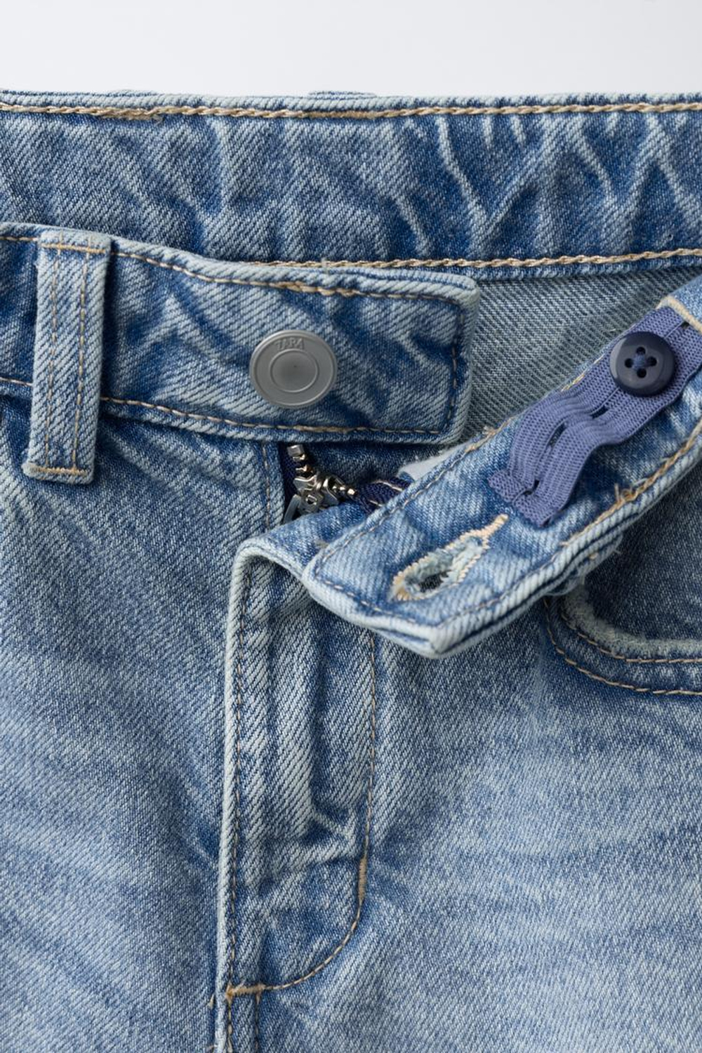 ZARA ДЖИНСОВЫЕ ШОРТЫ-БЕРМУДЫ BAGGY, СИНИЙ