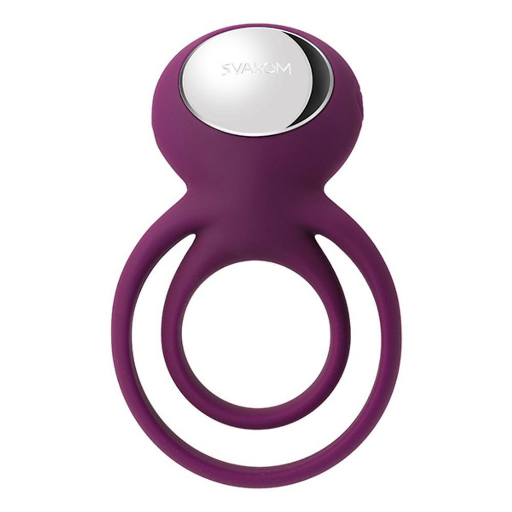 Фиолетовое эрекционное виброкольцо с подхватом мошонки Svakom Tammy Vibrating Double Cock Ring S38