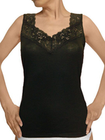 Женская майка с кружевными бретелями (Размер: XXL) (Цвет: черный)