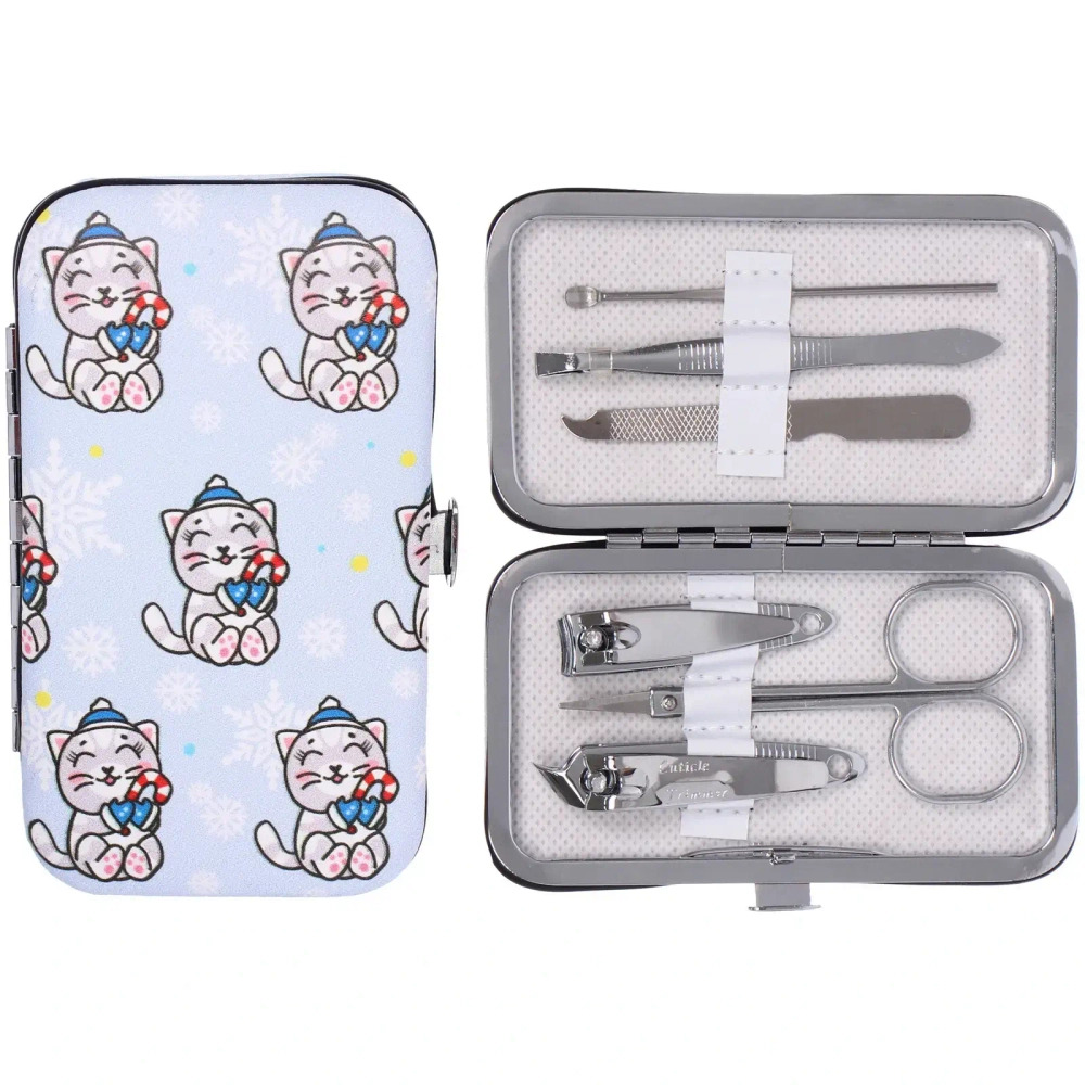 Набор для маникюра в футляре 6 предметов «Котиков много не бывает!»,11*6,5см