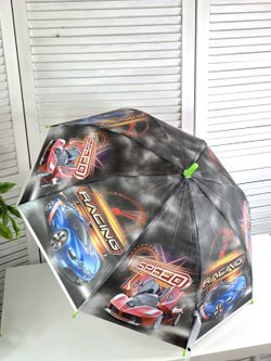 Зонт детский Гоночные машинки 48,5 см зелёный (202002036)