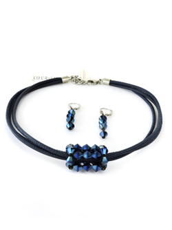 4719 Coeur de Lion серьги и колье из кристаллов Сваровски сапфирового цвета.