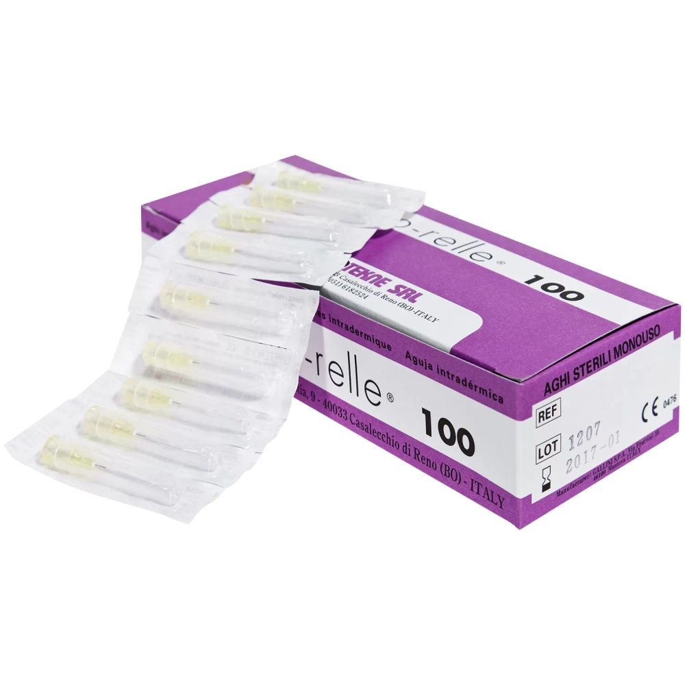 Игла для мезотерапии Meso-relle 30G 0,3х40 мм желтая канюля 100 шт