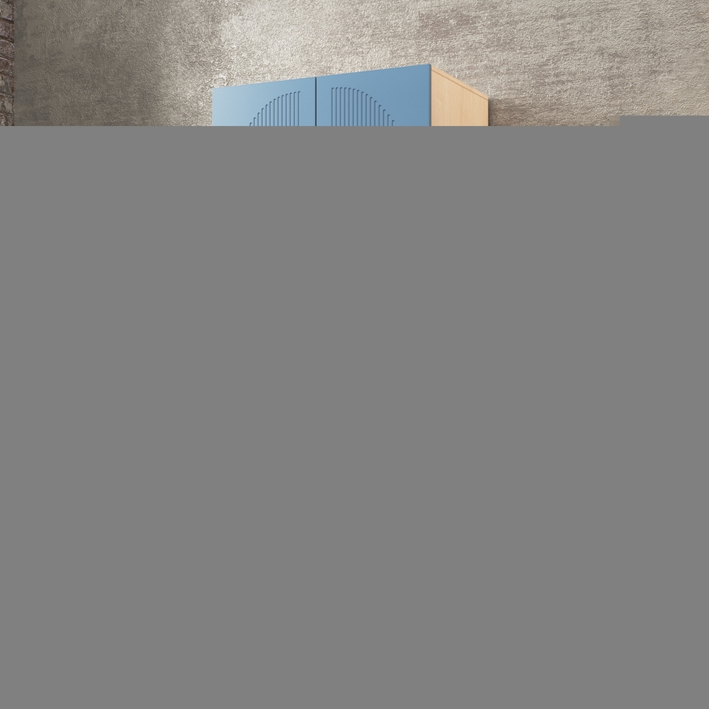 Шкаф Агератум МДФ двухсекционный в синей эмали - Дуб молочный 8622  100*50*260