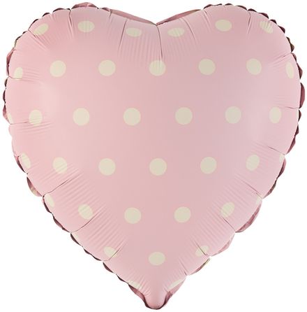 Сердце "Розовое в кремовый горох"