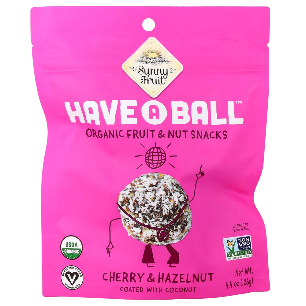 Sunny Fruit, Есть A Ball™, органические снеки с фруктами и орехами, вишня и фундук, 126 г (4,4 унции)