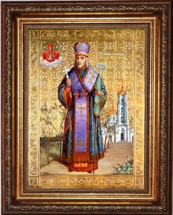 Иоасаф Белгородский Святитель. Икона на холсте в раме.
