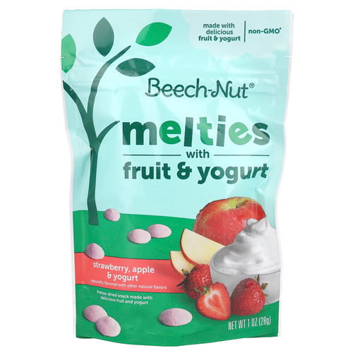 Beech-Nut, Melties с фруктами и йогуртом, для детей от 8 месяцев, клубника, яблоко и йогурт, 28 г (1 унция)