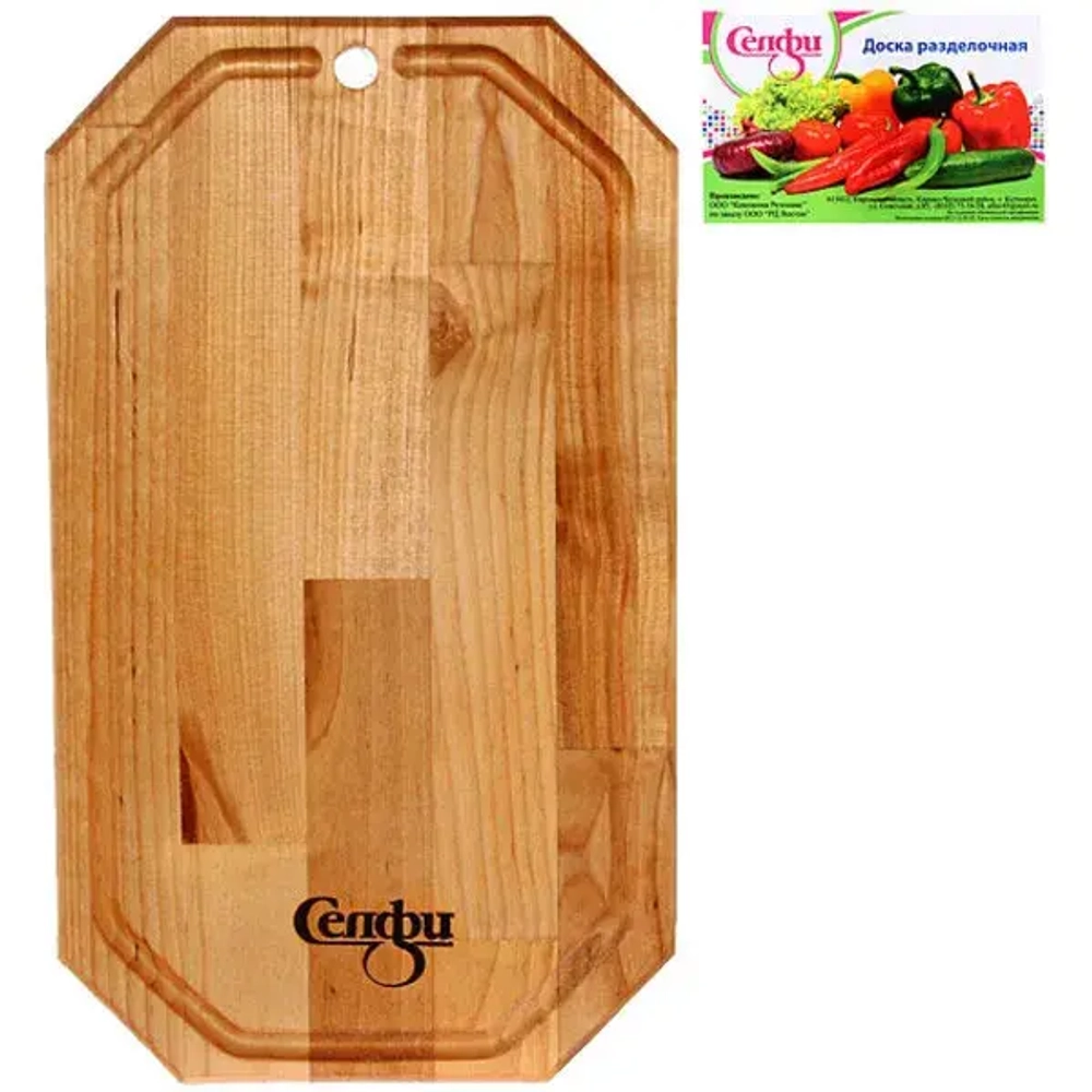 Доска разделочная «Гайка» средняя с желобом 34*20*1,8см