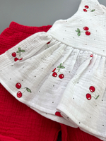 Костюм из муслина топ и брюки «Вишенки»