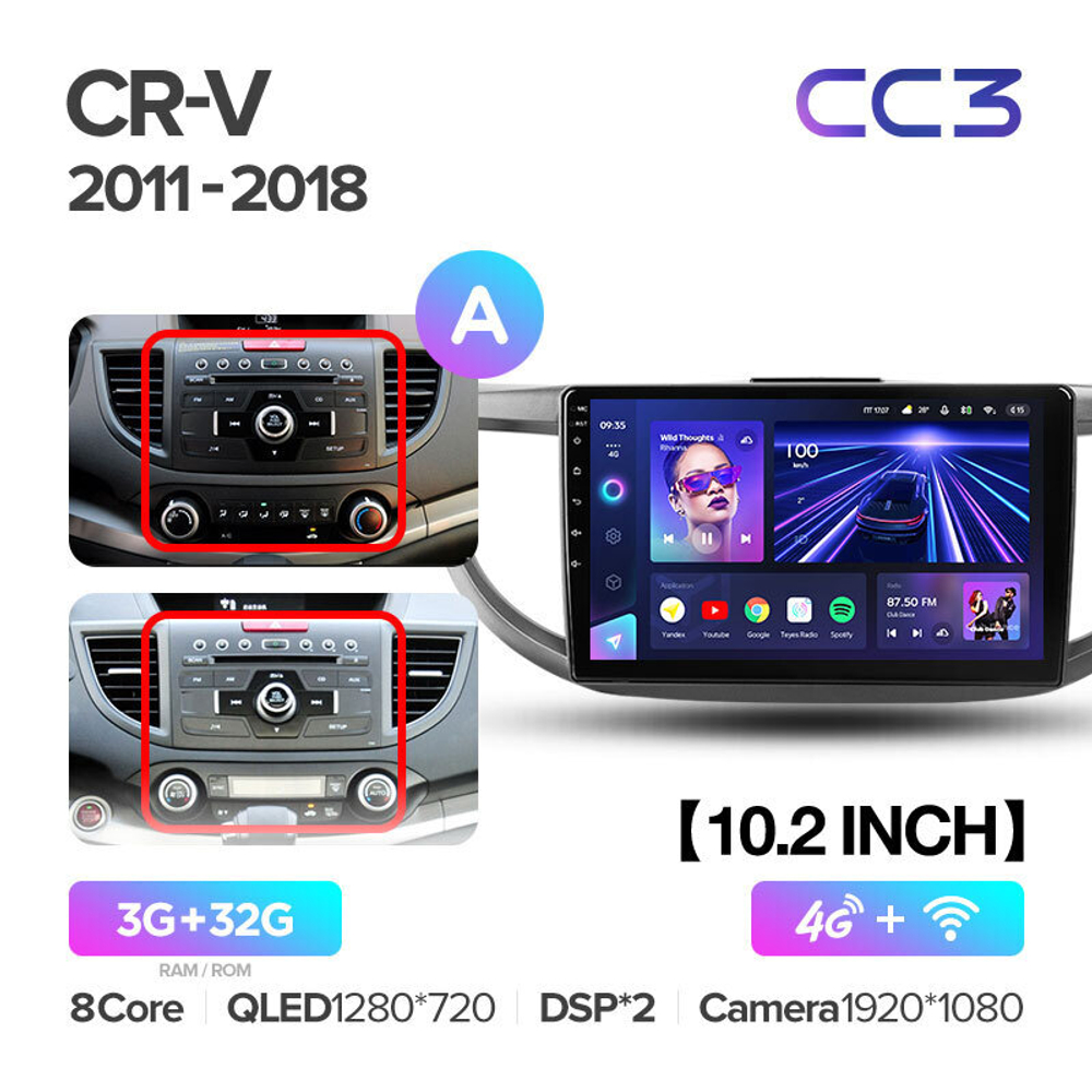 Teyes CC3 10.2" для Honda CR-V 2011-2018