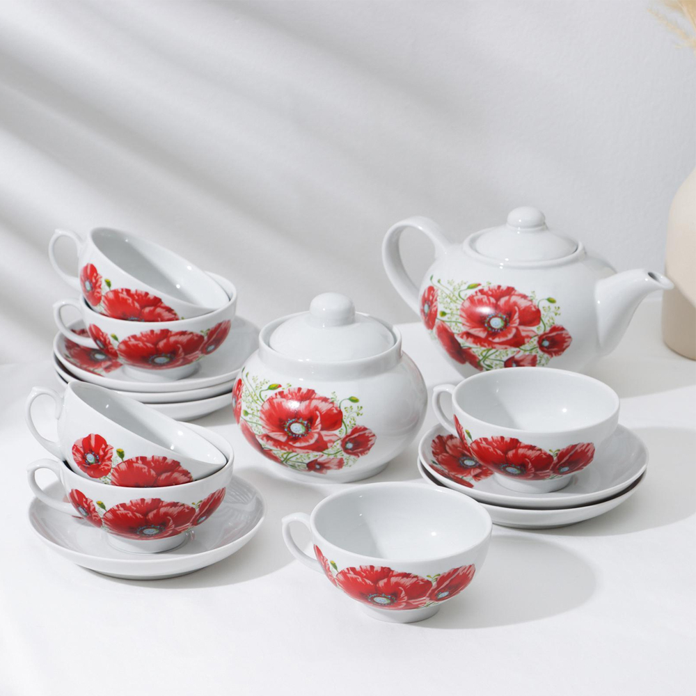 Чайный сервиз 14 предметов "Маки" 456394