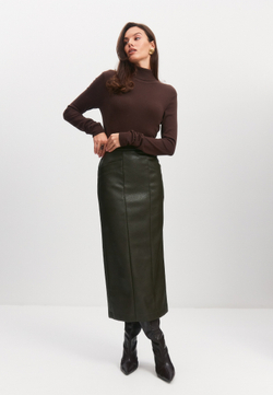 Фактурная юбка миди из экокожи