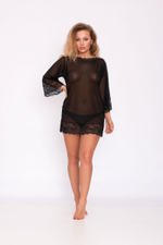 Короткая сорочка из эластичной вуали (Размер: S) (Цвет: черный)