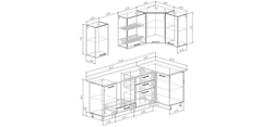 Кухонный гарнитур угловой Лада 2200х1000 столешница 38 мм