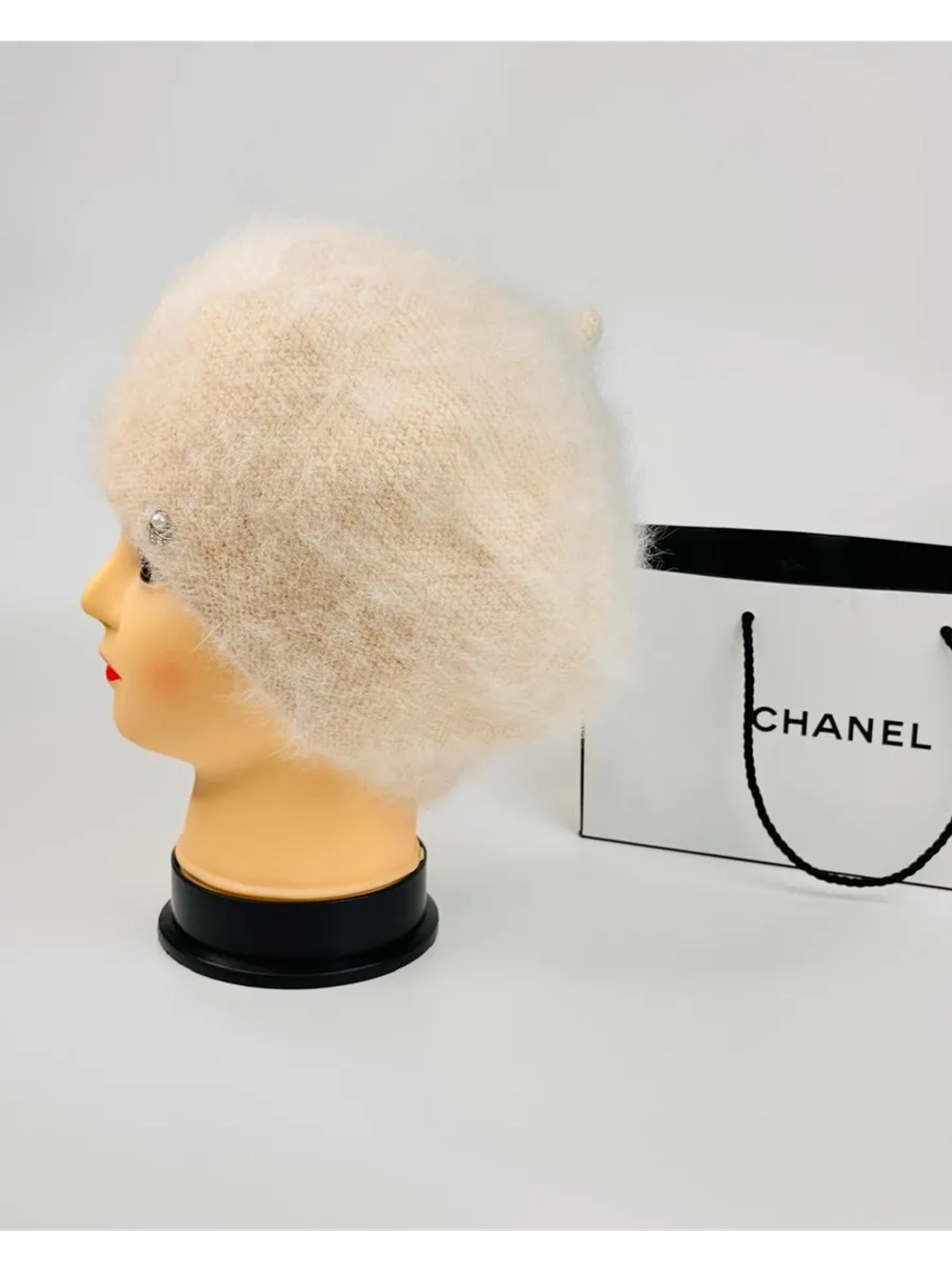 Берет зимний вязаный ангора шапка