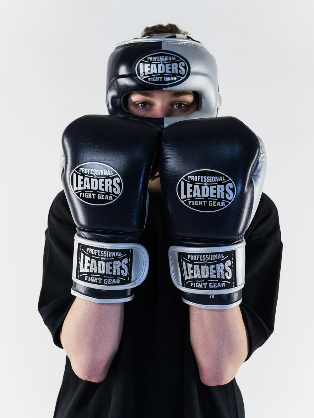 Шлем боксерский LEADERS LS ULTRA с бамперной защитой BL/SIL (синий тёмный/серебристый)