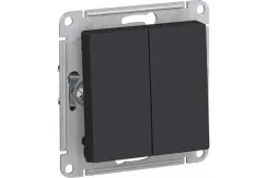 Выключатель Systeme Electric ATLASDESIGN 2 клавиши проходной карбон 36222