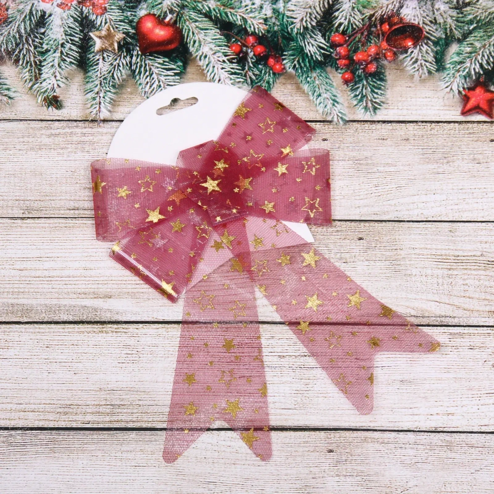 Бант на ёлку «Звёздный день» 17*23 см, Красный