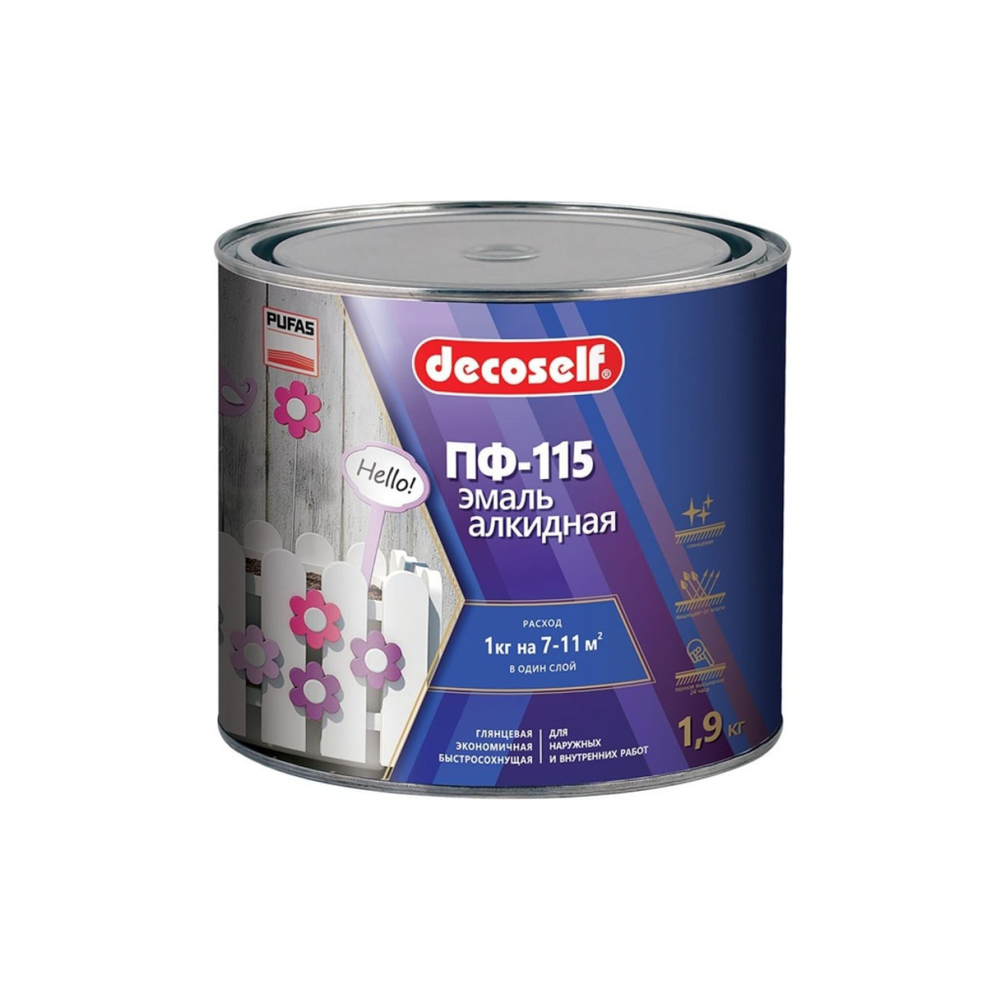 Decoself ПУФАС Эмаль ПФ-115 голубой 1,9кг=1,4л