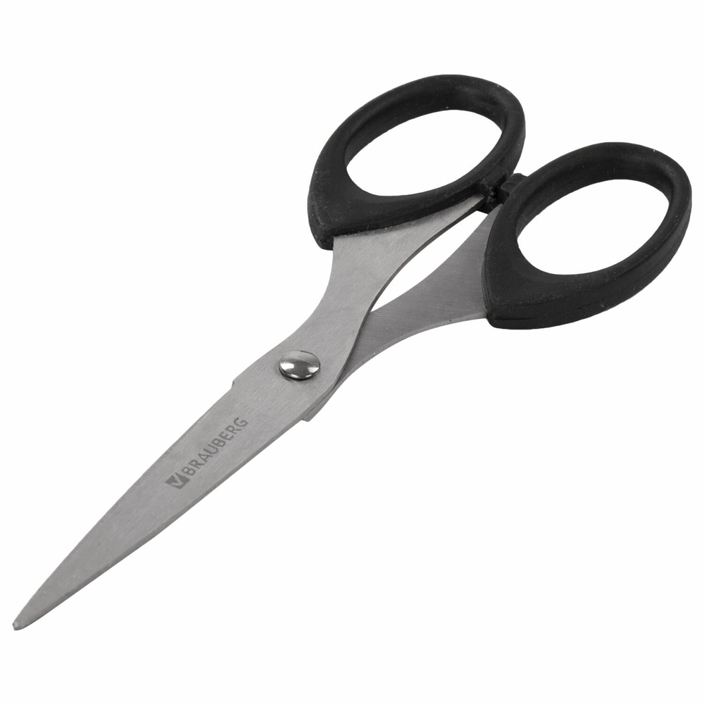 Ножницы BRAUBERG "Classic" 160 мм черные классической формы 2-х сторонняя заточка (6 штук в упаковке)