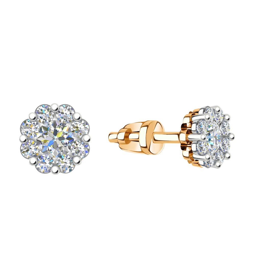 Серьги из золота 585 пробы с Фианит