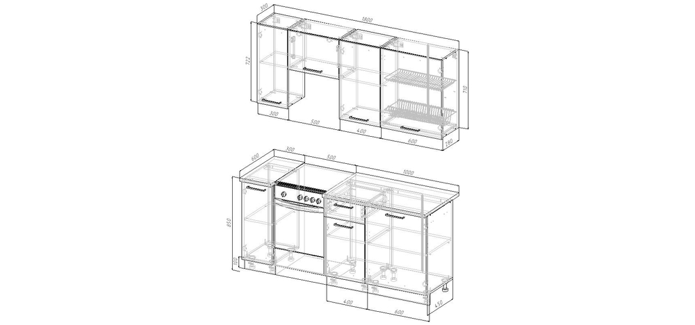 Кухонный гарнитур Изумруд 1800 (38мм)