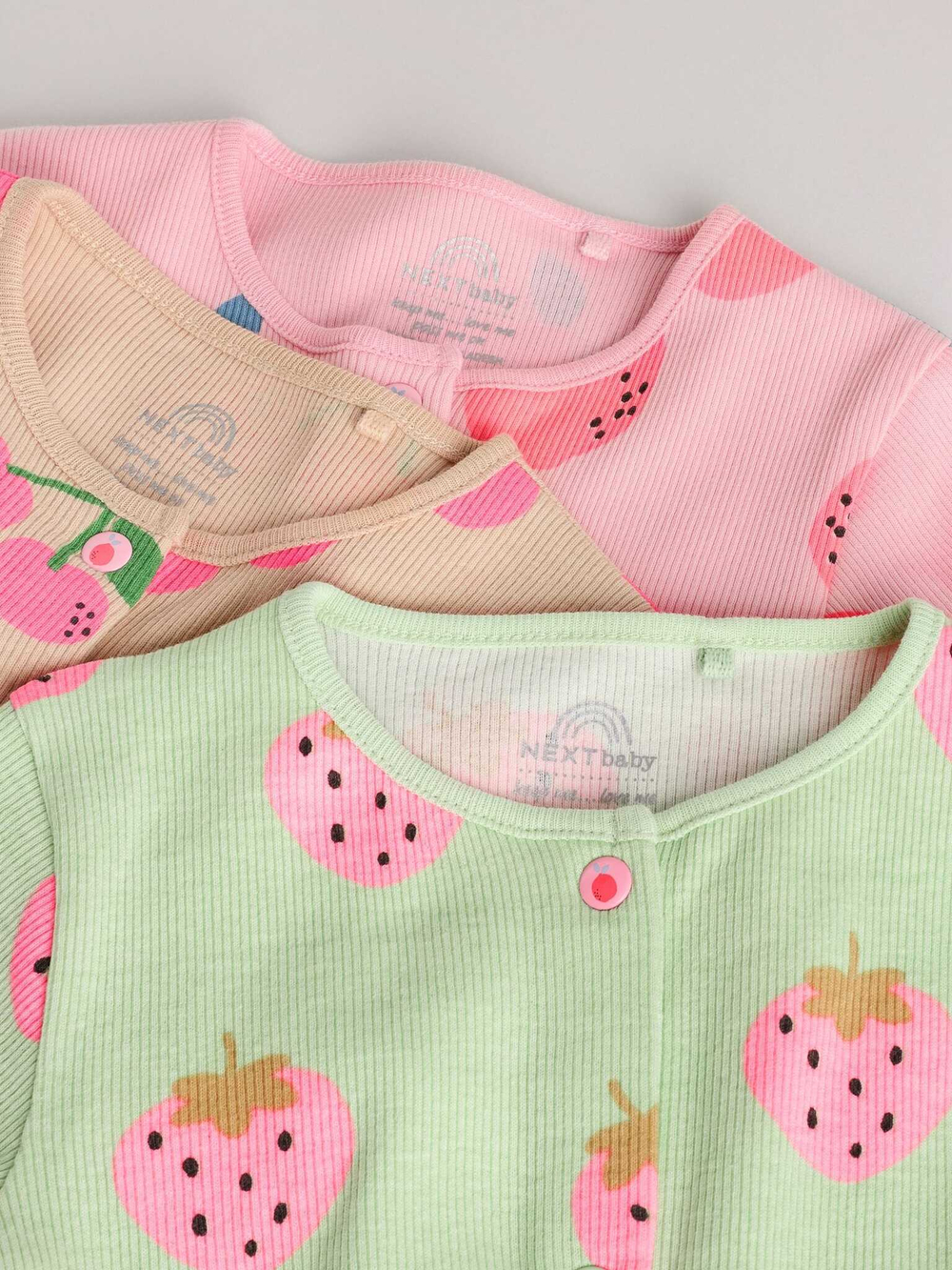 Комбинезон / Cлип для малышей Next E18-347, 3 шт., Светло-зеленый, Бежевый, Розовый