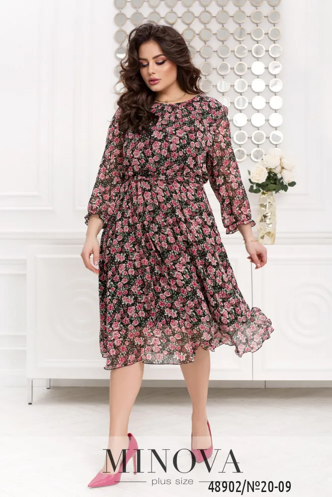 Платье 20-09-черный -малина Minova