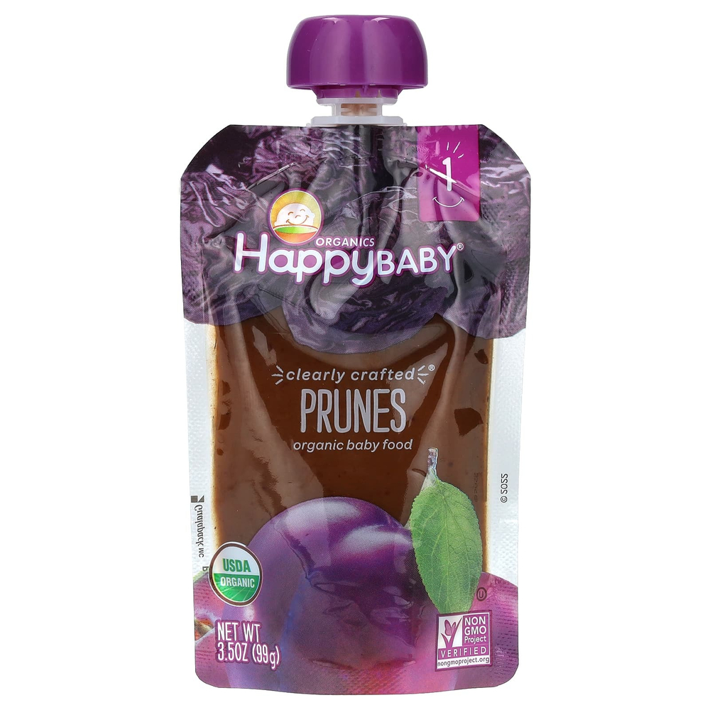 Happy Family Organics, Happy Baby, органическое детское питание, этап 1, чернослив, 99 г (3,5 унции)