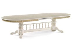 Деревянный стол Кассиль 260(330)х110х77 слоновая кость с золотой патиной