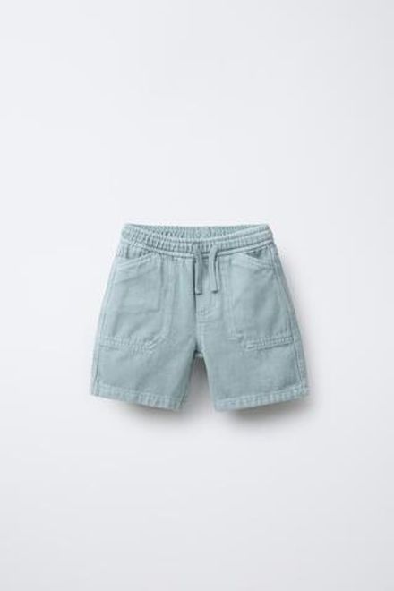 ZARA КОМФОРТНЫЕ ШОРТЫ ИЗ ТВИЛА, СИНИЙ
