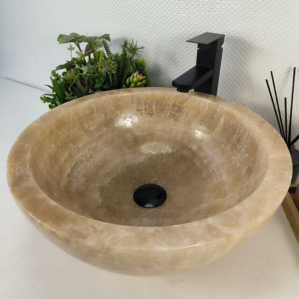Каменная раковина из оникса Bowl Yellow BO-04727 (45*45*17) 0200 из натурального камня