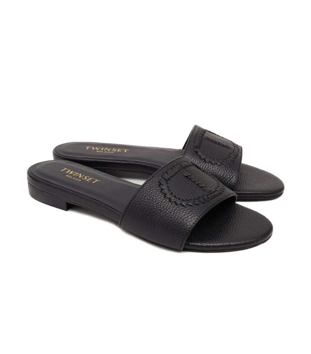 Кожаные шлепки TWINSET - черный(231TCT120)