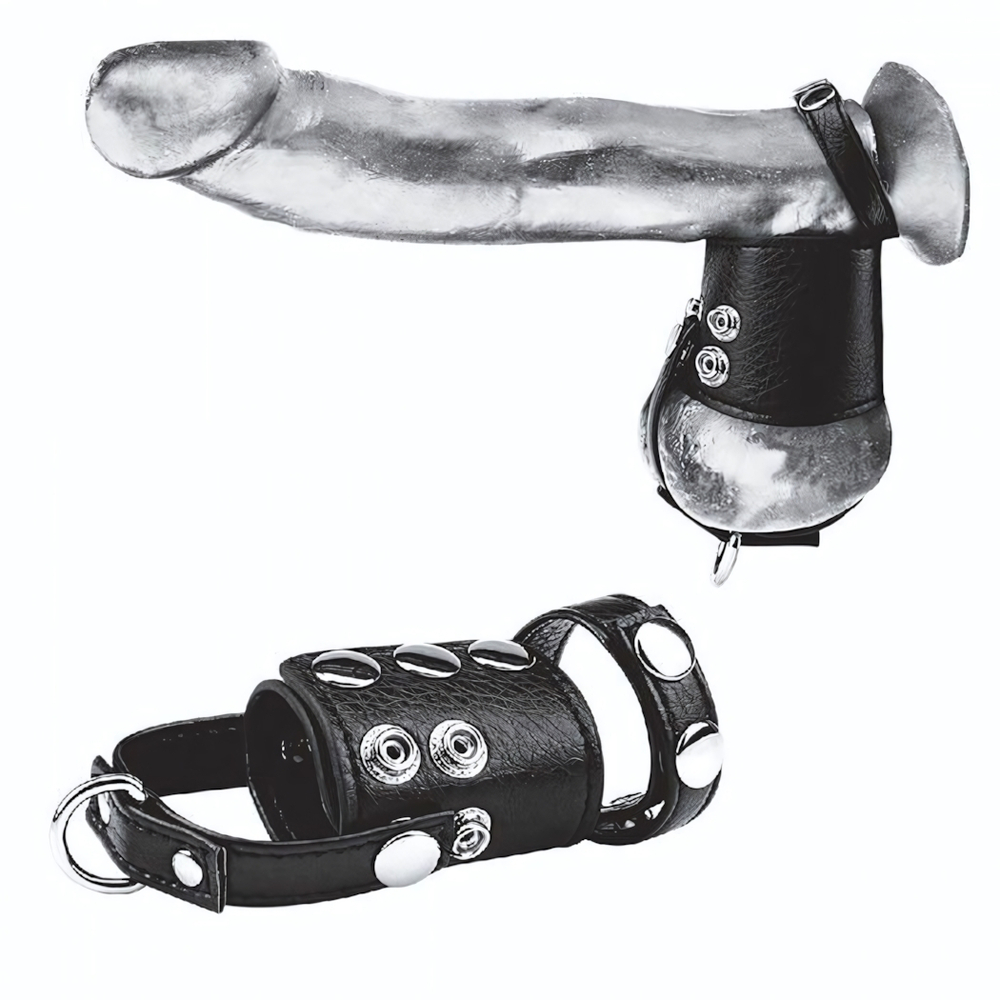 Кольцо на член и мошонку Cock Ring With 2 Ball Stretcher And Optional Weight Ring (Цвет: черный)