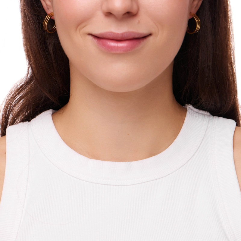 Серьги Золотые Тройные