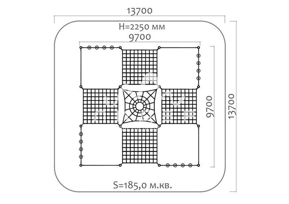 Канатный комплекс для уличной площадки