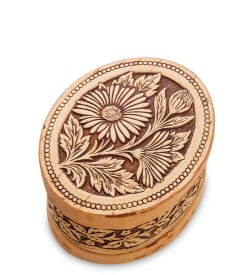 Народные промыслы BST-312/ 1 Шкатулка «Цветы» (береста)